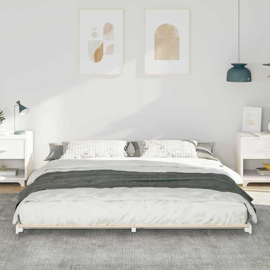 Bedframe Wit 200 x 210 cm Massief grenenhout