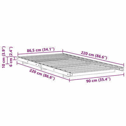 Bedframe Wit 90 x 220 cm Massief grenenhout