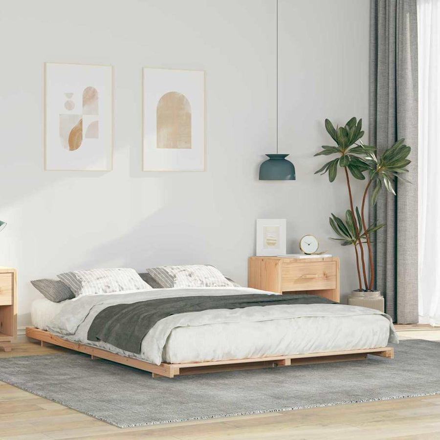 Bedframe Bruin 140 x 220 cm Massief grenenhout