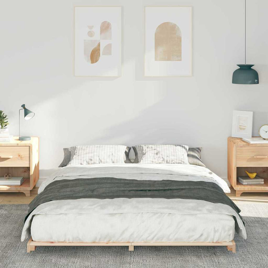 Bedframe Bruin 140 x 220 cm Massief grenenhout