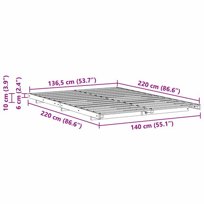 Bedframe Bruin 140 x 220 cm Massief grenenhout