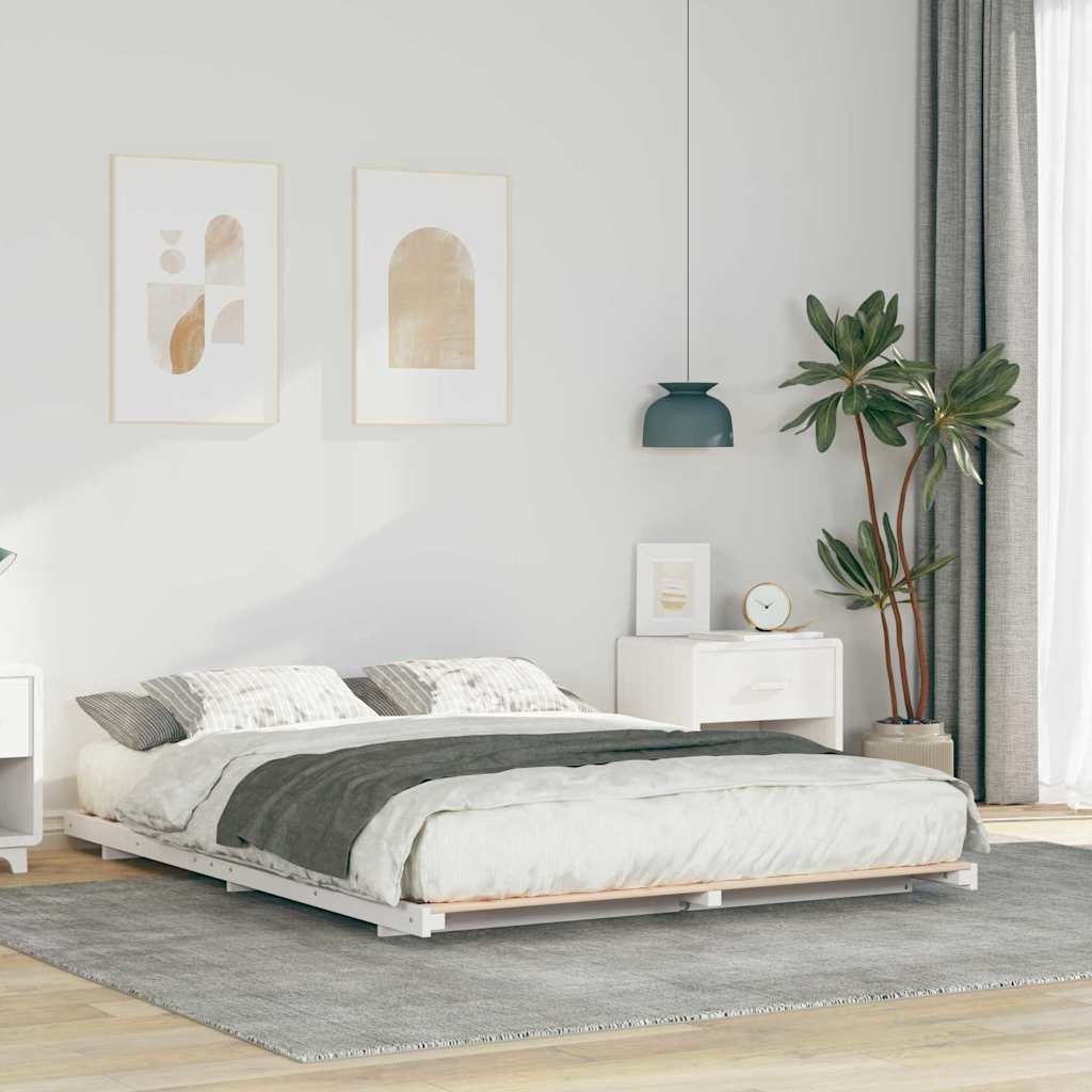 Bedframe Wit 140 x 220 cm Massief grenenhout