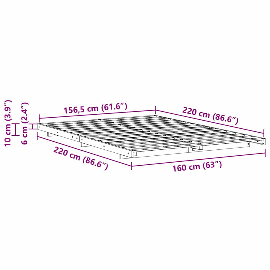 Bedframe Bruin 160 x 220 cm Massief grenenhout