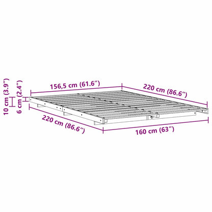 Bedframe Wasbruin 160 x 220 cm Massief grenenhout