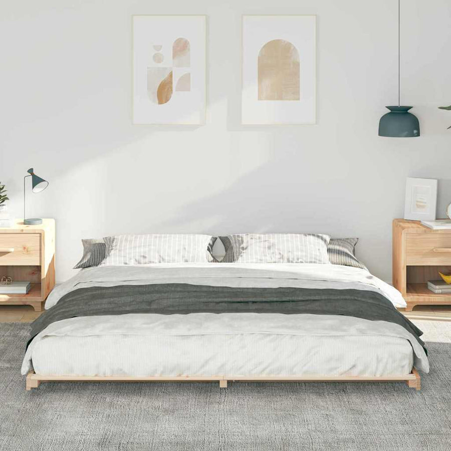 Bedframe Bruin 180 x 220 cm Massief grenenhout