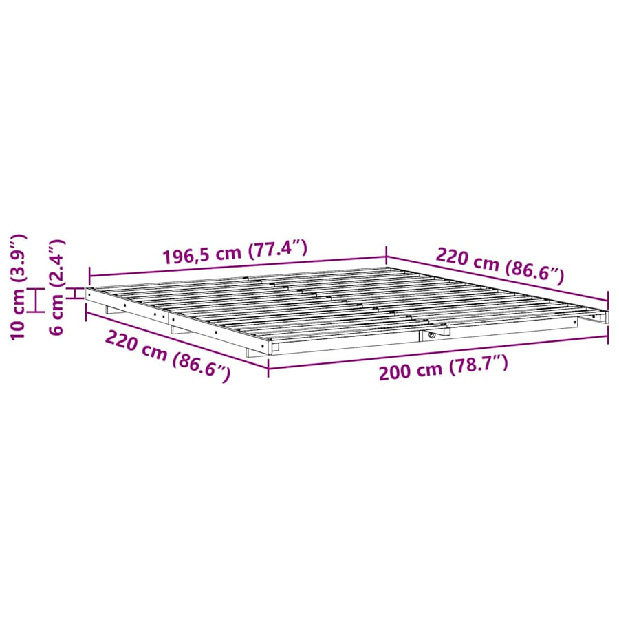 Bedframe Bruin 200 x 220 cm Massief grenenhout