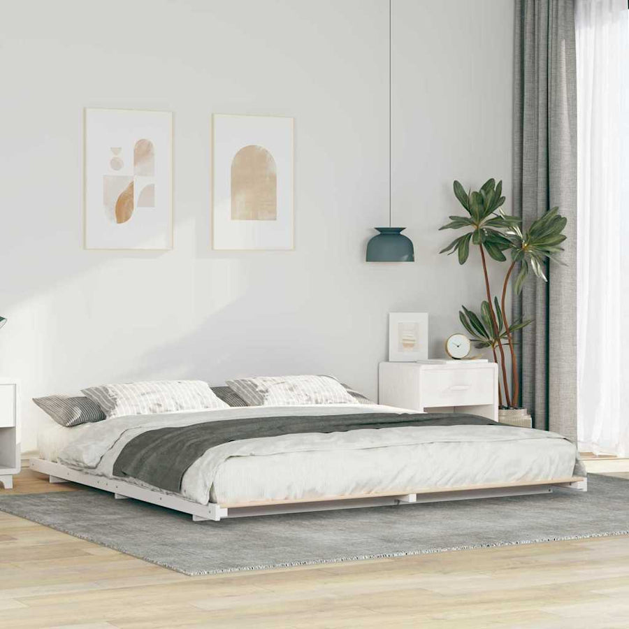 Bedframe Wit 200 x 220 cm Massief grenenhout