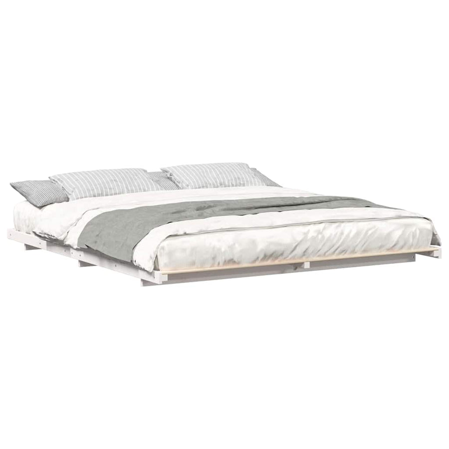 Bedframe Wit 200 x 220 cm Massief grenenhout
