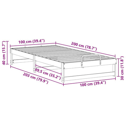 Bedframe met Draaghandvatten Bruin 100 x 200 cm