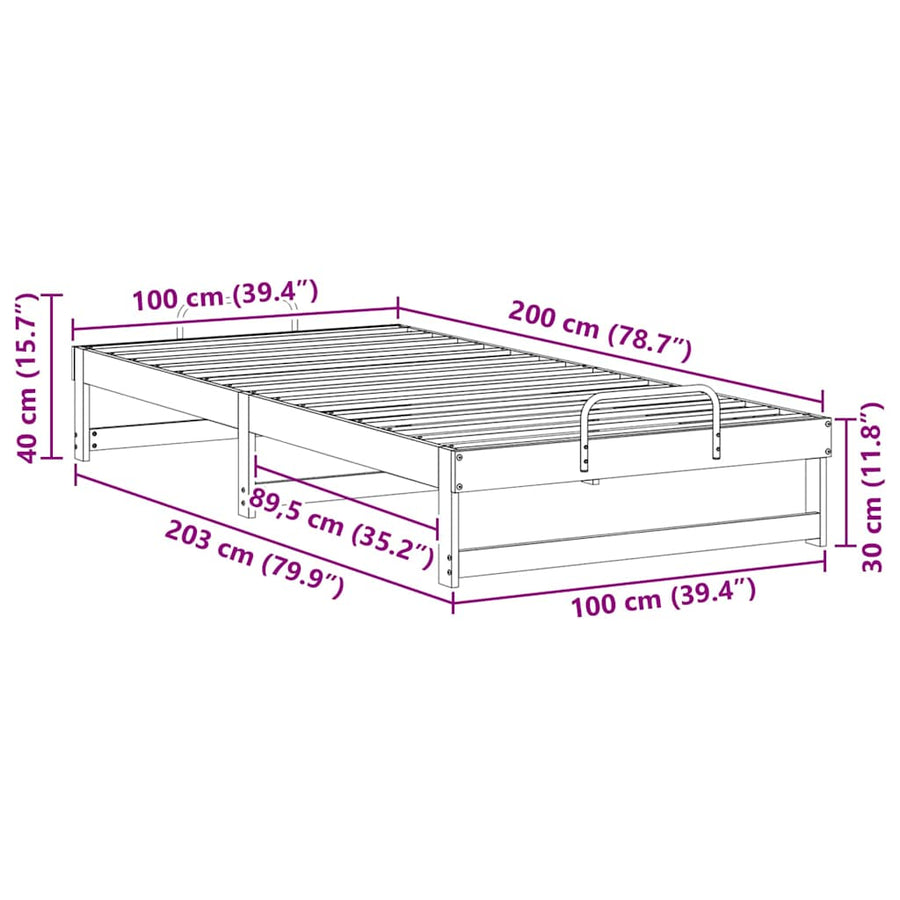 Bedframe met Draaghandvatten Bruin 100 x 200 cm
