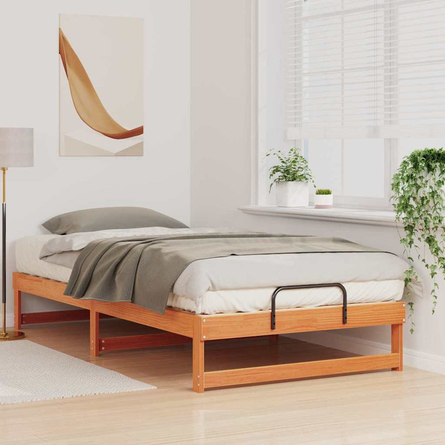 Bedframe met Draaghandvatten Bruin 100 x 200 cm