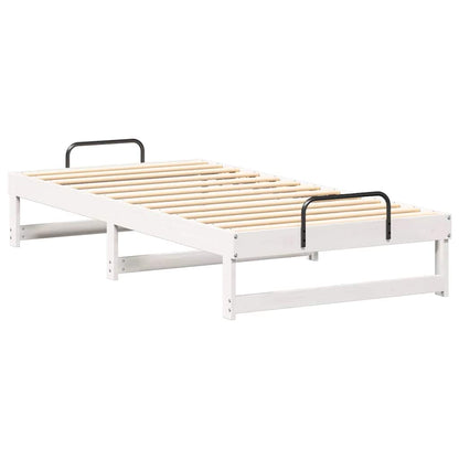 Bedframe met Draaghandvatten Wit 90 x 200 cm Massief grenenhout