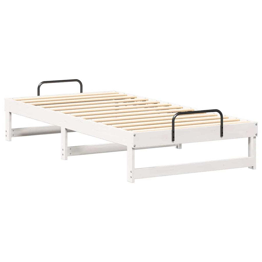 Bedframe met Draaghandvatten Wit 90 x 200 cm Massief grenenhout