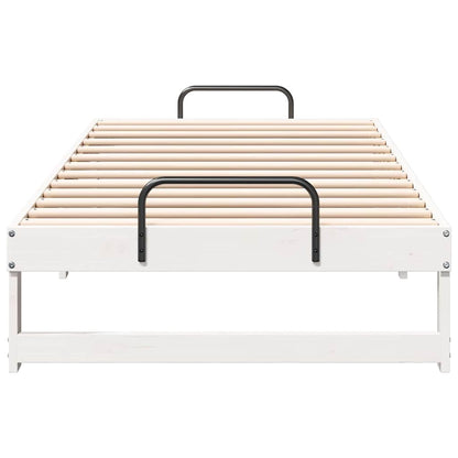 Bedframe met Draaghandvatten Wit 90 x 200 cm Massief grenenhout