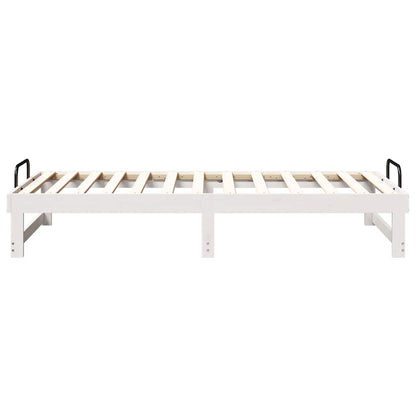 Bedframe met Draaghandvatten Wit 90 x 200 cm Massief grenenhout