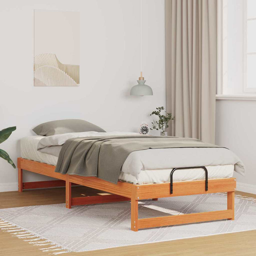 Bedframe met Draaghandvatten Bruin 80 x 200 cm