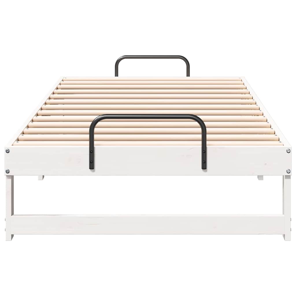 Bedframe met Draaghandvatten Wit 90 x 190 cm Massief grenenhout