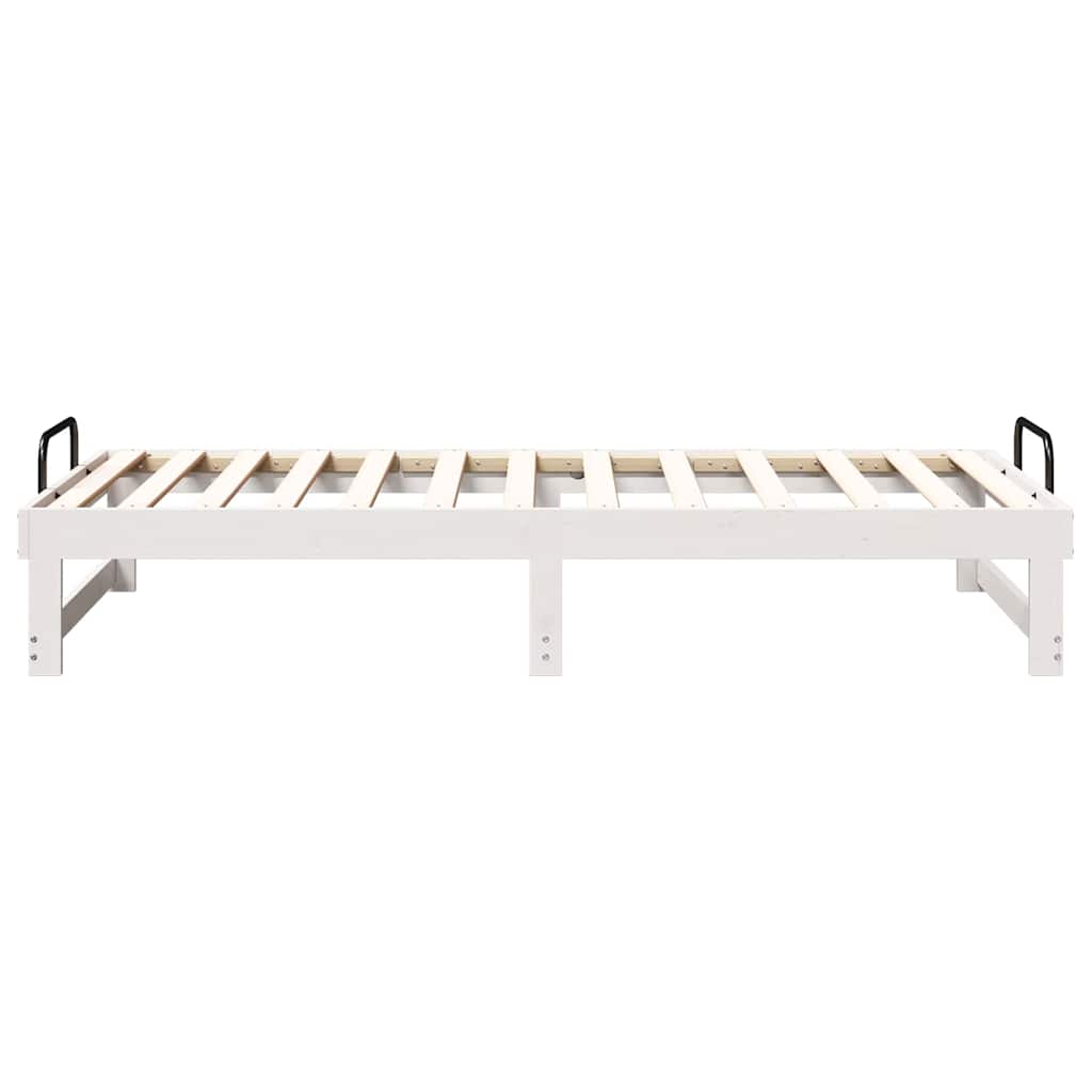 Bedframe met Draaghandvatten Wit 90 x 190 cm Massief grenenhout