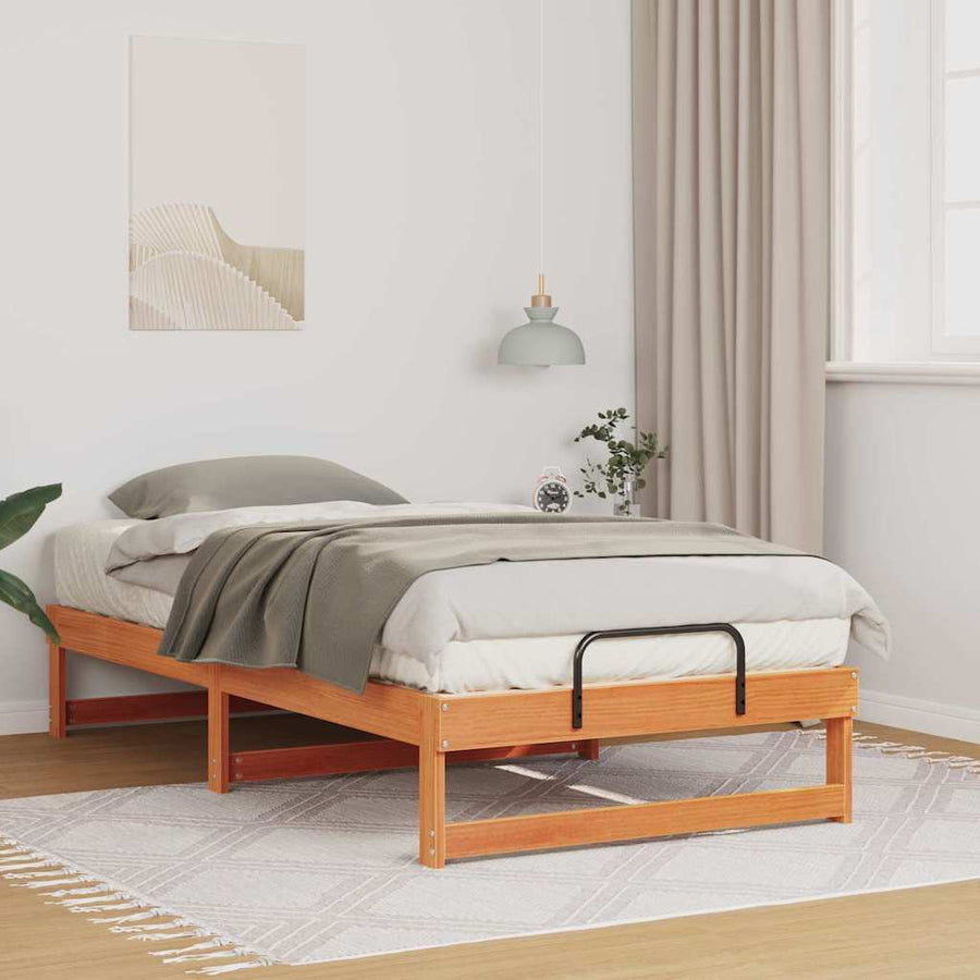 Bedframe met Draaghandvatten Bruin 90 x 190 cm