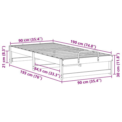 Bedframe met Draaghandvatten Bruin 90 x 190 cm