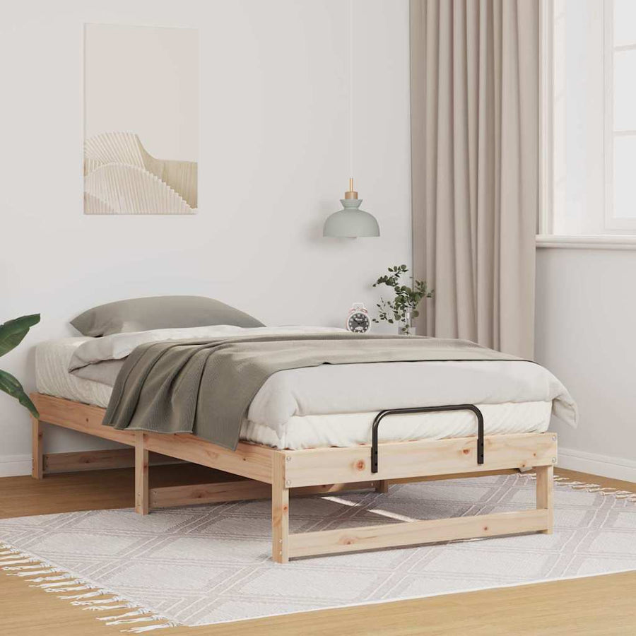 Bedframe met Draaghandvatten Bruin 75 x 190 cm