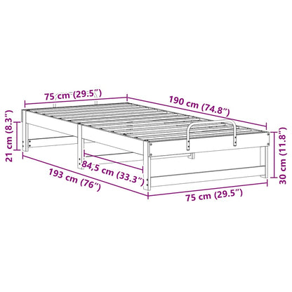 Bedframe met Draaghandvatten Bruin 75 x 190 cm