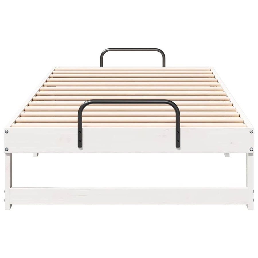 Bedframe met Draaghandvatten Wit 75 x 190 cm Massief grenenhout