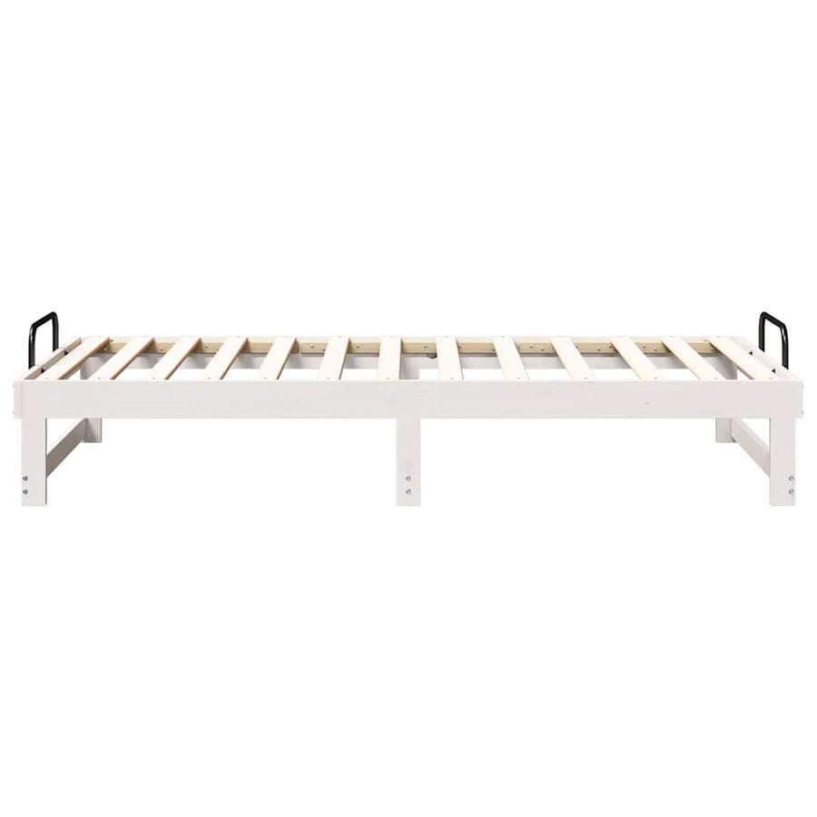 Bedframe met Draaghandvatten Wit 75 x 190 cm Massief grenenhout