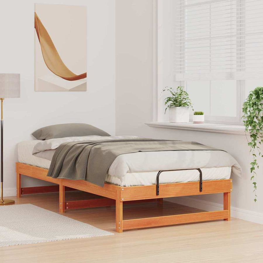 Bedframe met Draaghandvatten Bruin 75 x 190 cm