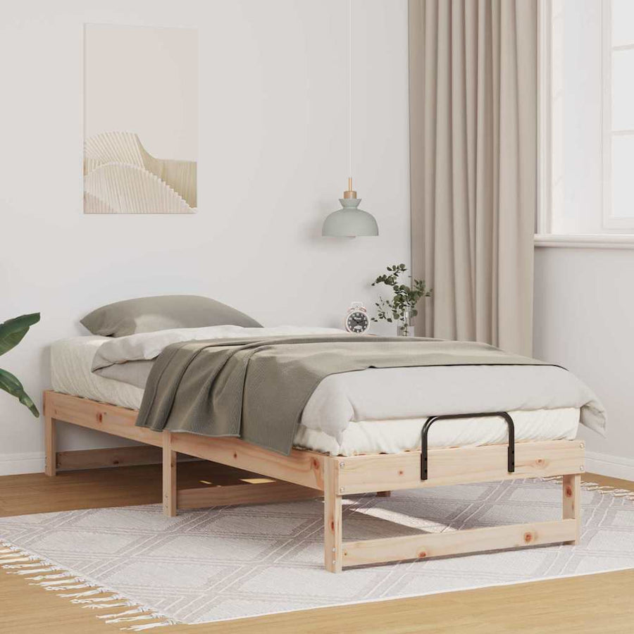 Bedframe met Draaghandvatten Bruin 80 x 210 cm