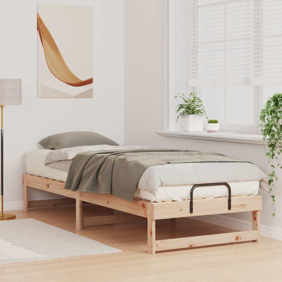 Bedframe met Draaghandvatten Bruin 80 x 210 cm