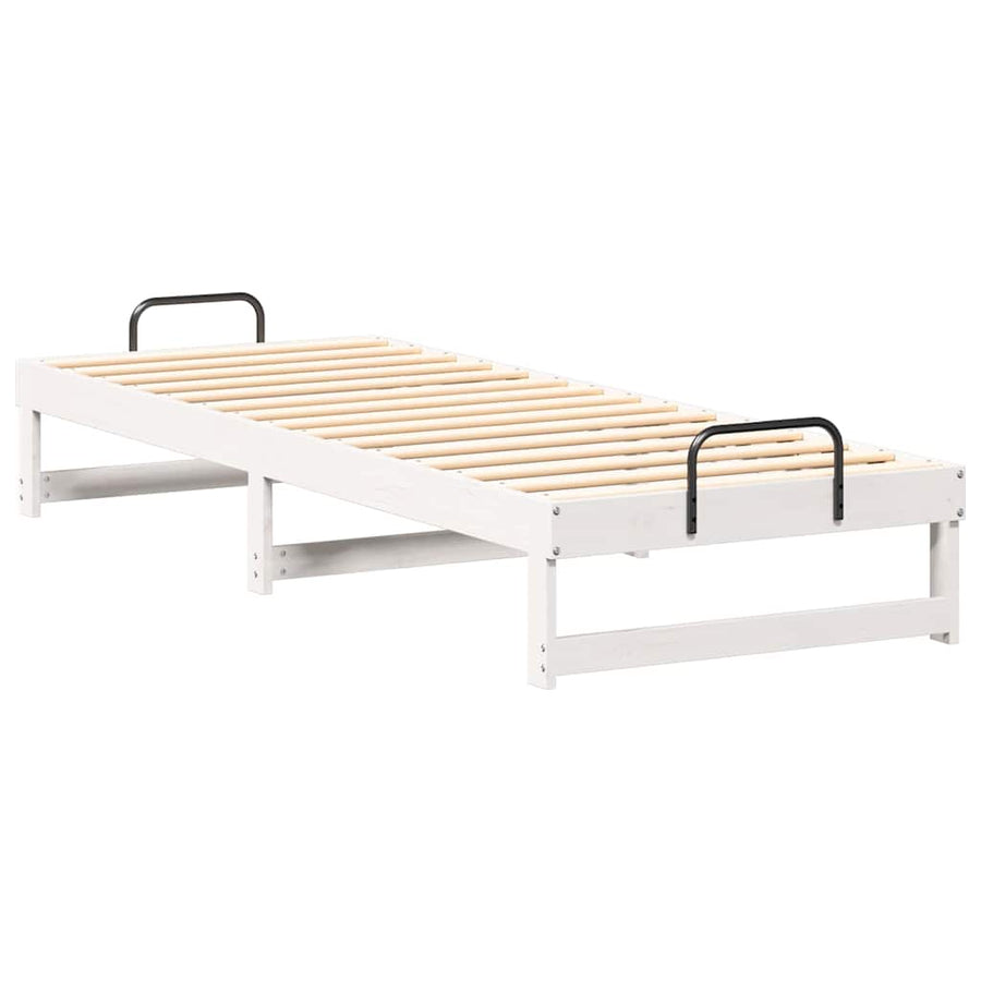 Bedframe met Draaghandvatten Wit 80 x 210 cm Massief grenenhout