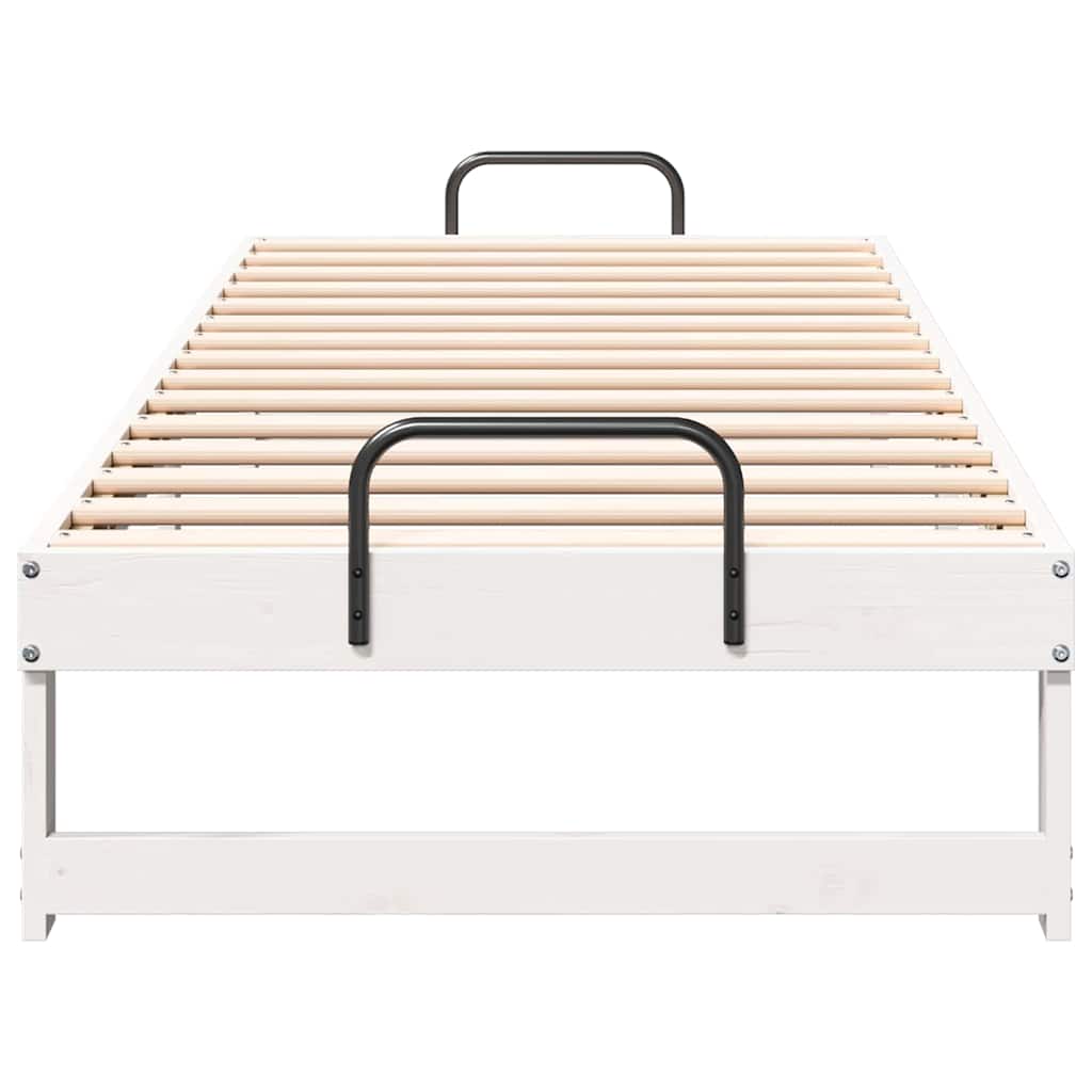 Bedframe met Draaghandvatten Wit 80 x 210 cm Massief grenenhout