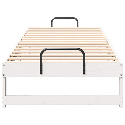 Bedframe met Draaghandvatten Wit 80 x 210 cm Massief grenenhout
