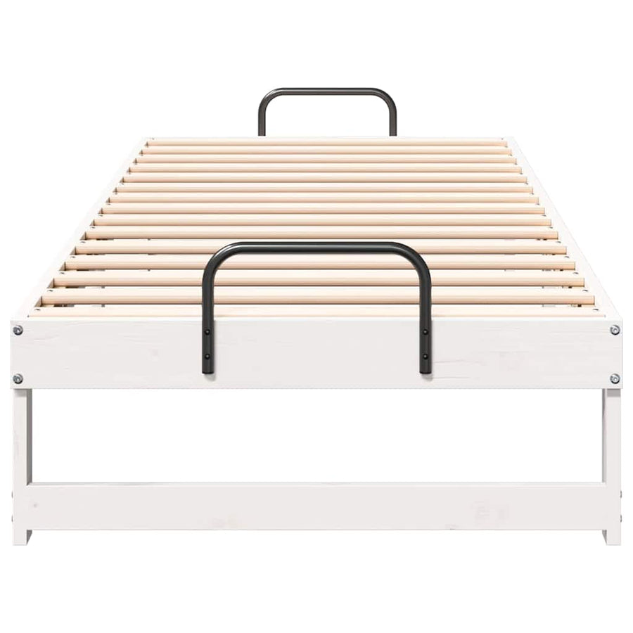 Bedframe met Draaghandvatten Wit 80 x 210 cm Massief grenenhout