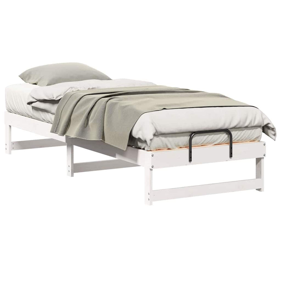 Bedframe met Draaghandvatten Wit 80 x 210 cm Massief grenenhout