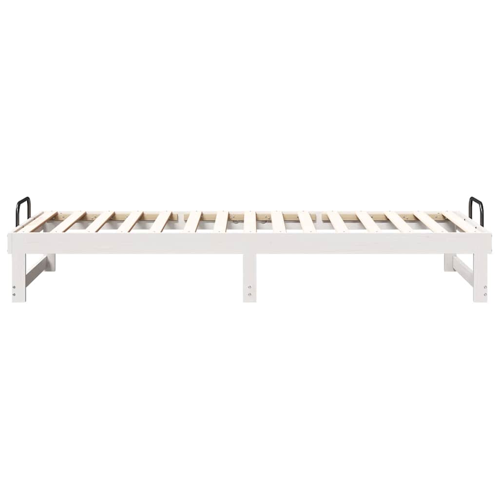 Bedframe met Draaghandvatten Wit 80 x 210 cm Massief grenenhout