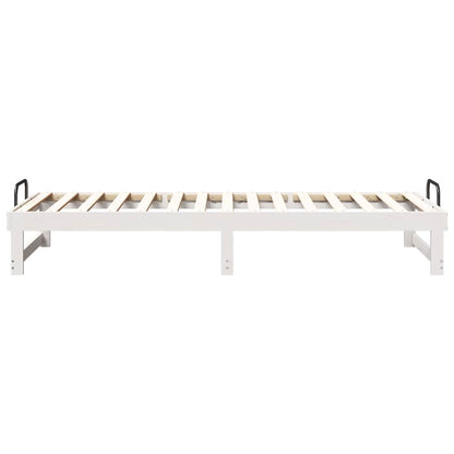 Bedframe met Draaghandvatten Wit 80 x 210 cm Massief grenenhout