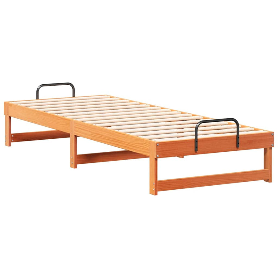 Bedframe met Draaghandvatten Bruin 80 x 210 cm