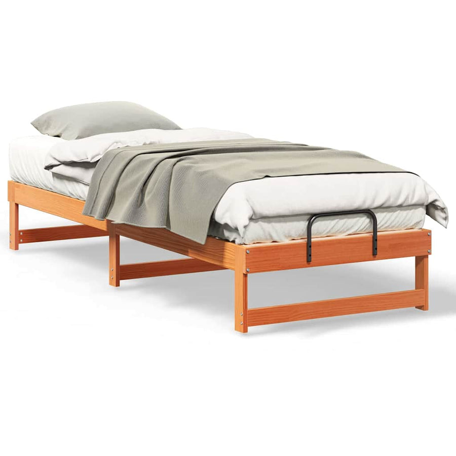 Bedframe met Draaghandvatten Bruin 80 x 210 cm