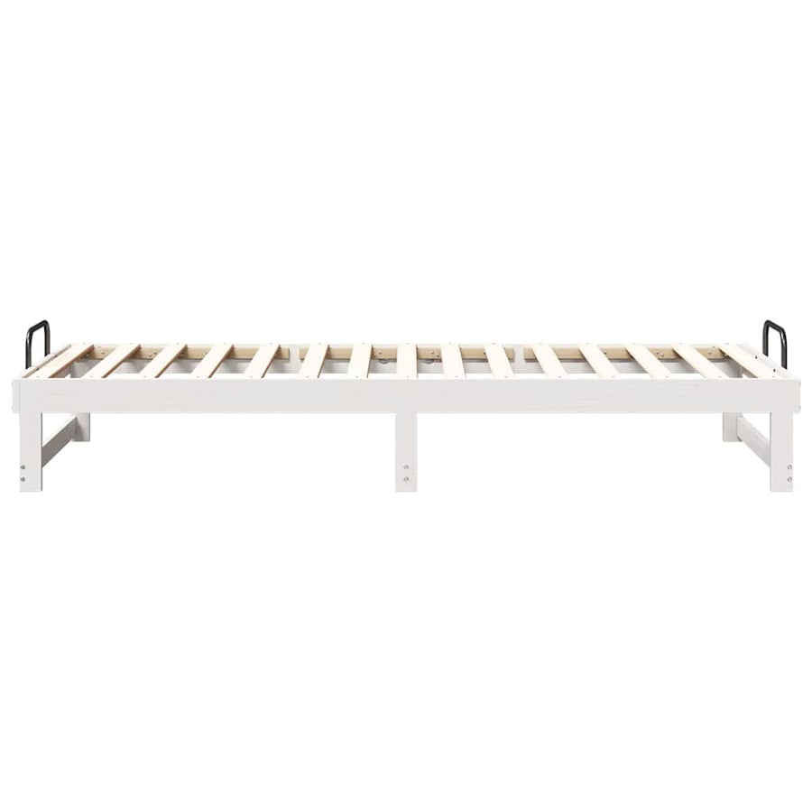 Bedframe met Draaghandvatten Wit 90 x 210 cm Massief grenenhout