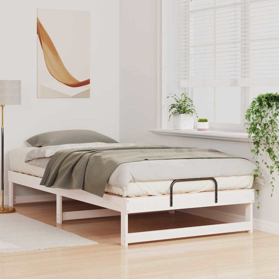 Bedframe met Draaghandvatten Wit 100 x 210 cm