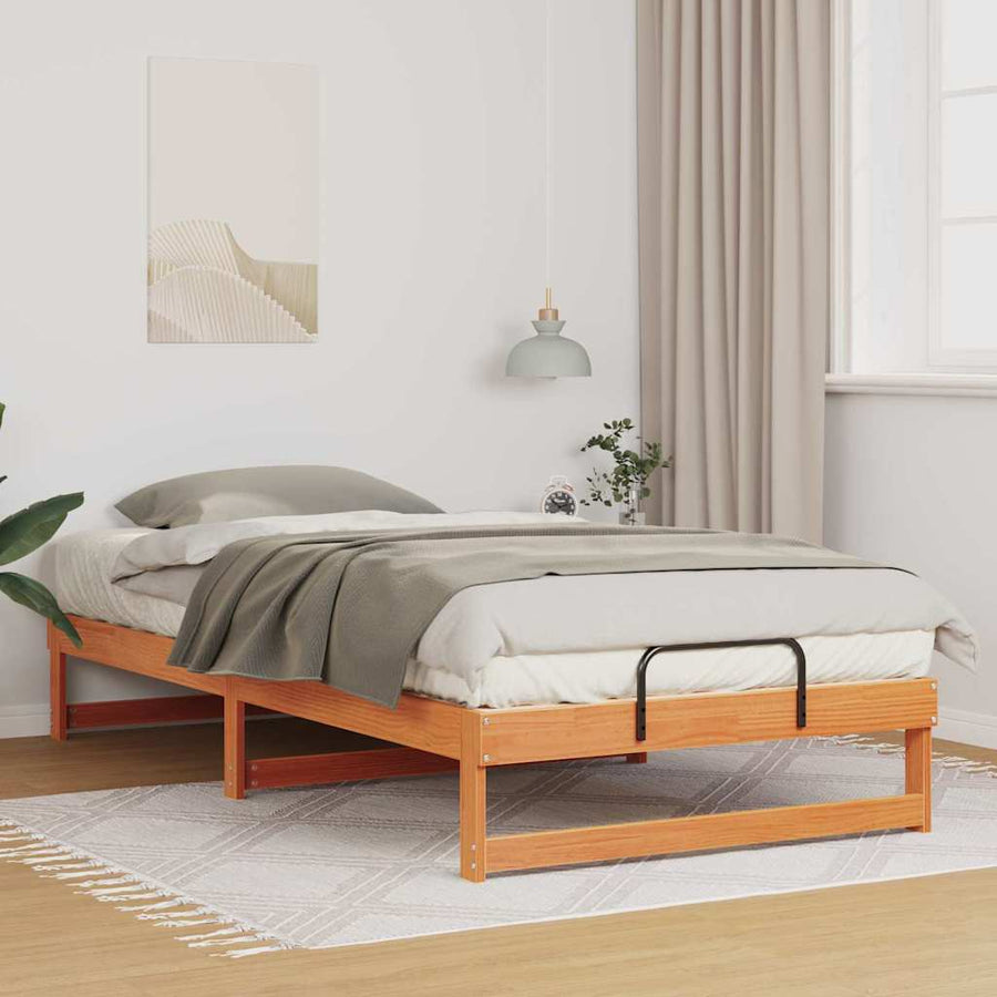 Bedframe met Draaghandvatten Bruin 100 x 210 cm