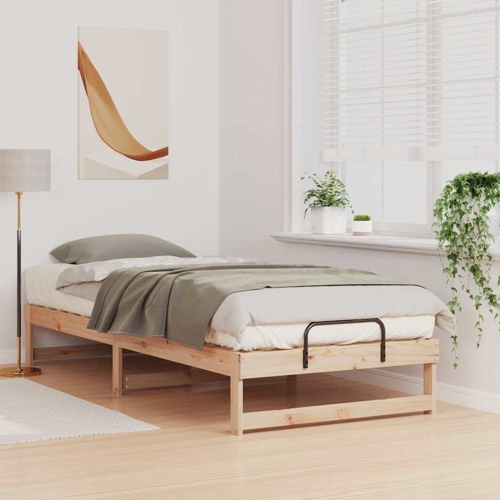Bedframe met Draaghandvatten Bruin 80 x 220 cm