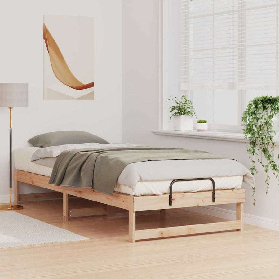 Bedframe met Draaghandvatten Bruin 80 x 220 cm