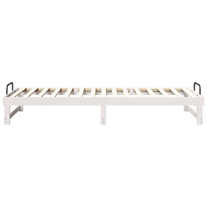 Bedframe met Draaghandvatten Wit 80 x 220 cm Massief grenenhout