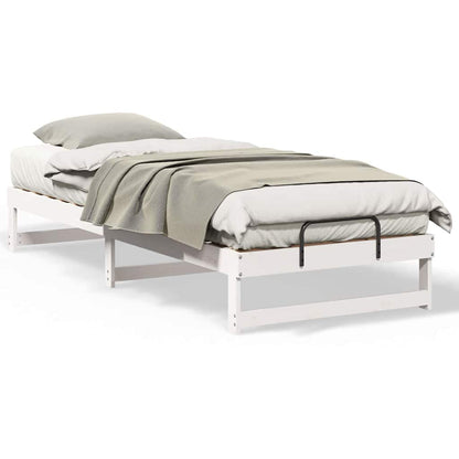 Bedframe met Draaghandvatten Wit 80 x 220 cm Massief grenenhout