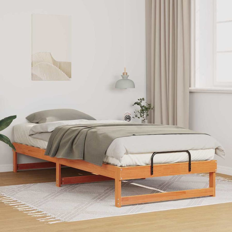 Bedframe met Draaghandvatten Bruin 80 x 220 cm