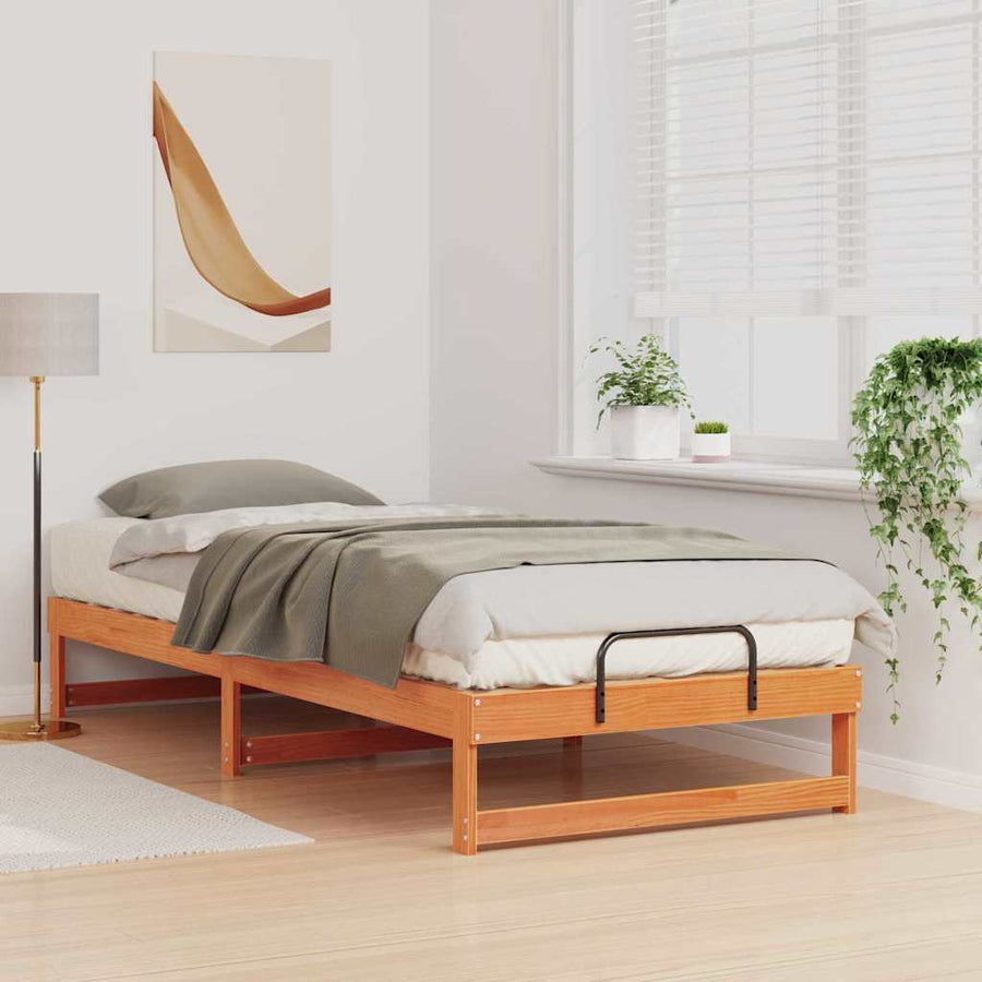 Bedframe met Draaghandvatten Bruin 80 x 220 cm