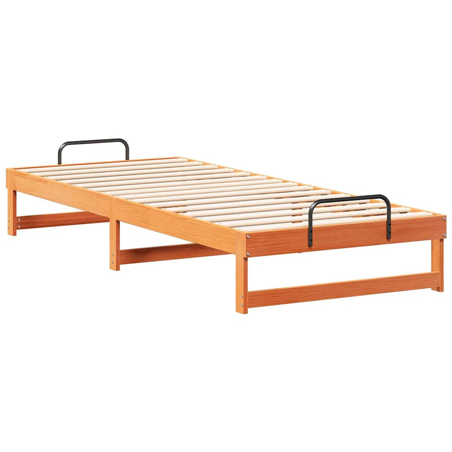 Bedframe met Draaghandvatten Bruin 80 x 220 cm